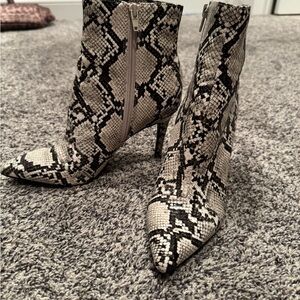 Snakeskin Patterned Ankle Boots